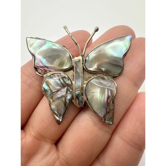 Mexico silver abalone butterfly Brooch - Picture 1 of 5